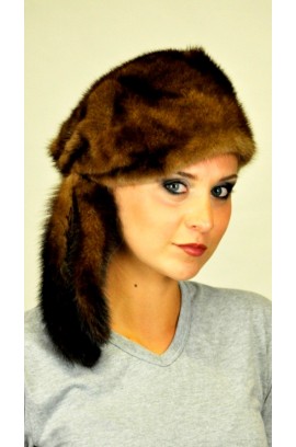 Mink fur hat with real tails